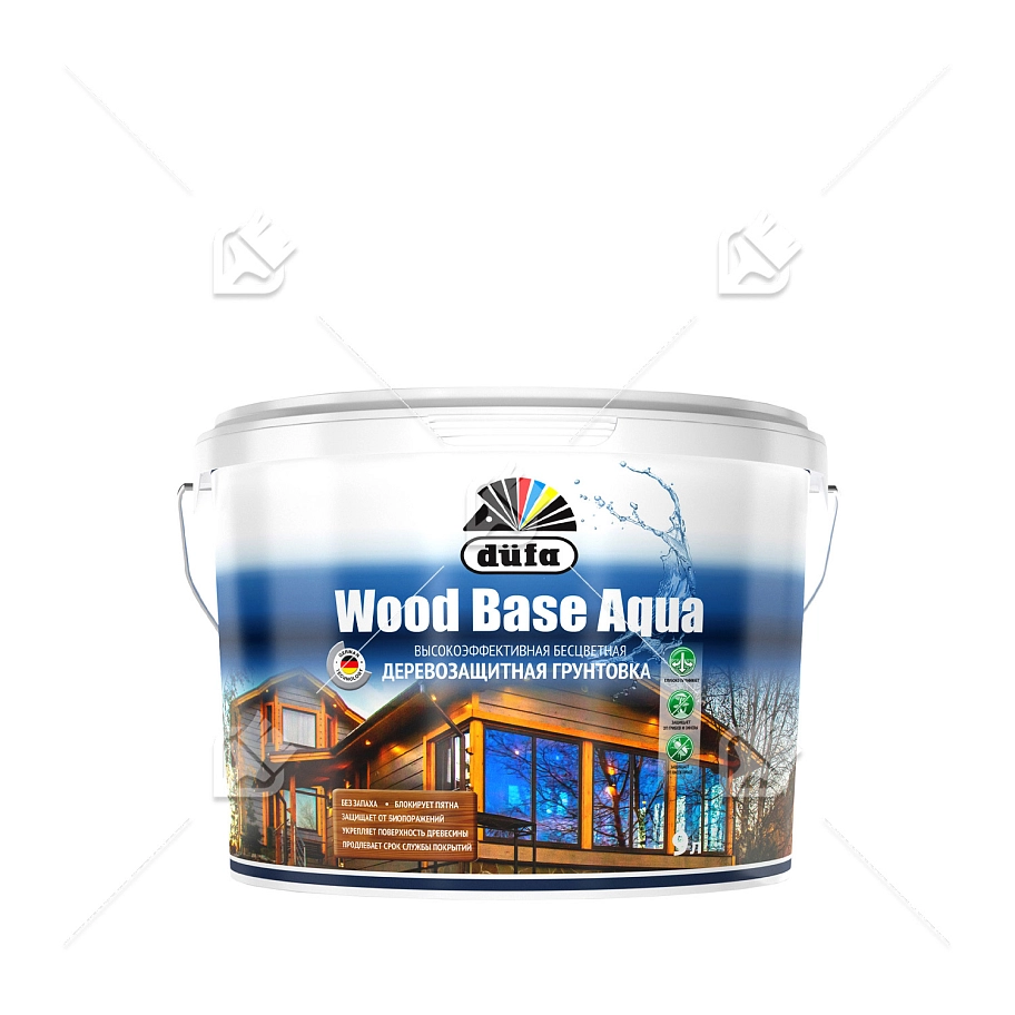 Грунт для защиты древесины Dufa Wood Base Aqua бесцветная 9 л