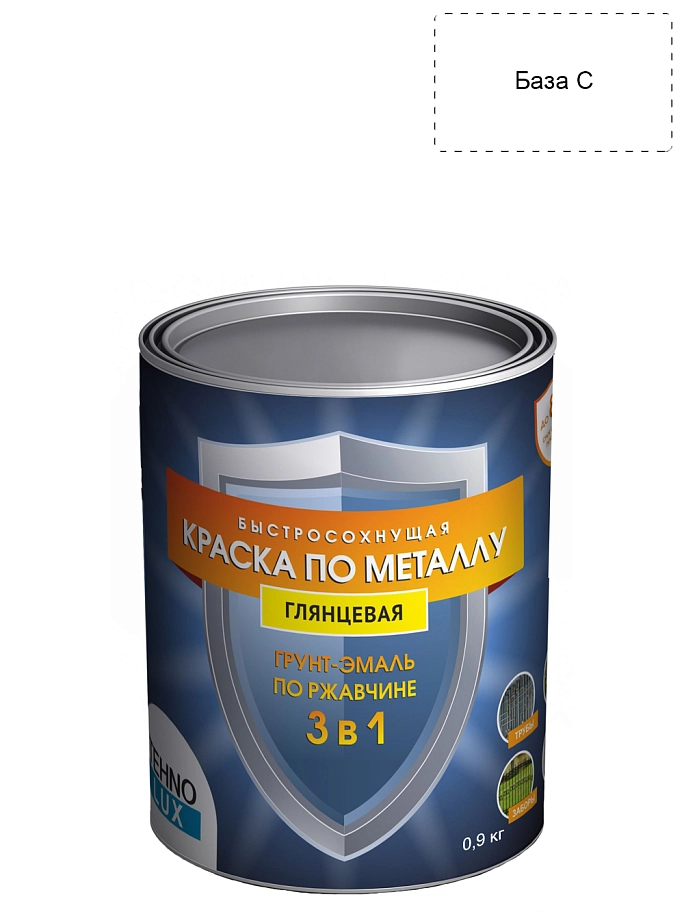 Грунт-эмаль 3 в 1 Технолюкс гладкая  База C 0,9 кг