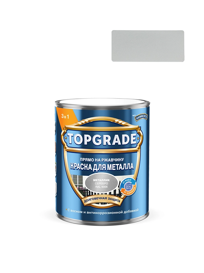 Краска для металла Topgrade гладкая глянцевая серебряная RAL 9006 0,75л