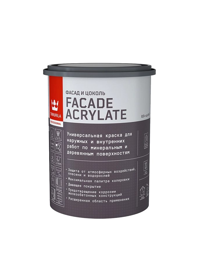 Краска фасадная Tikkurila Facade Acrylate A глубокоматовая 0,9л