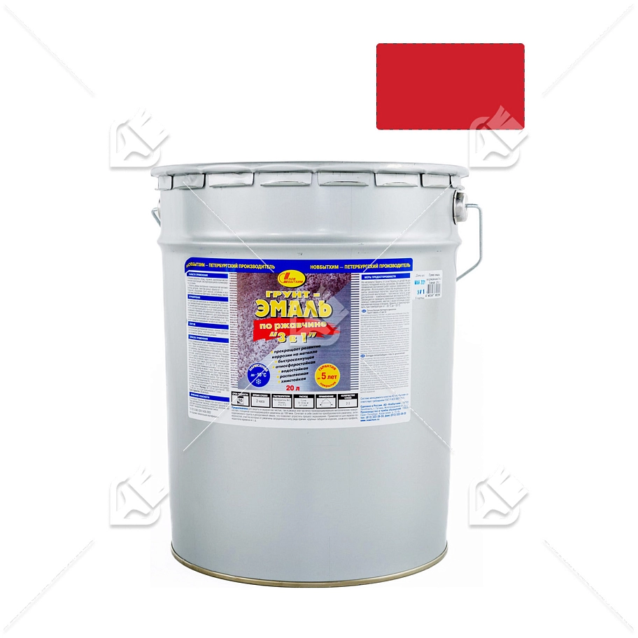 Грунт-эмаль на ржавчину 3 в 1 Новбытхим красная 20 л.