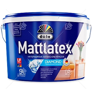 Краска для стен и потолков для влажных помещений латексная Dufa Mattlatex D100 матовая белая 9 л.