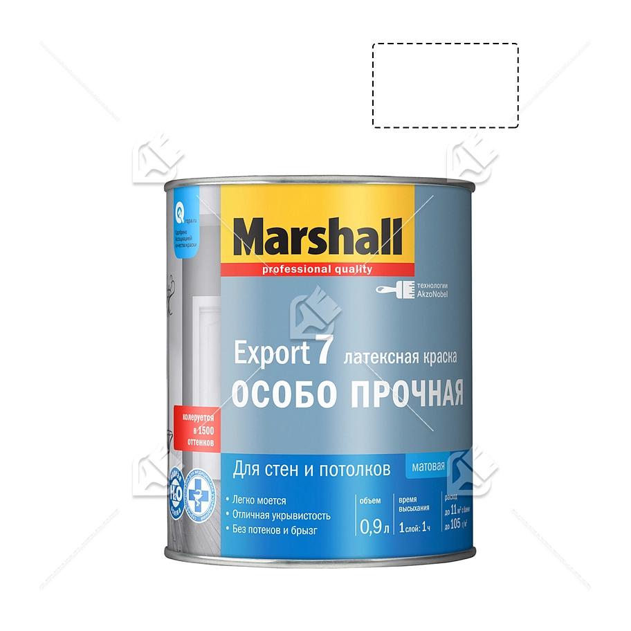 Краска для стен и потолков латексная Marshall Export-7 матовая база BW 0,9 л.