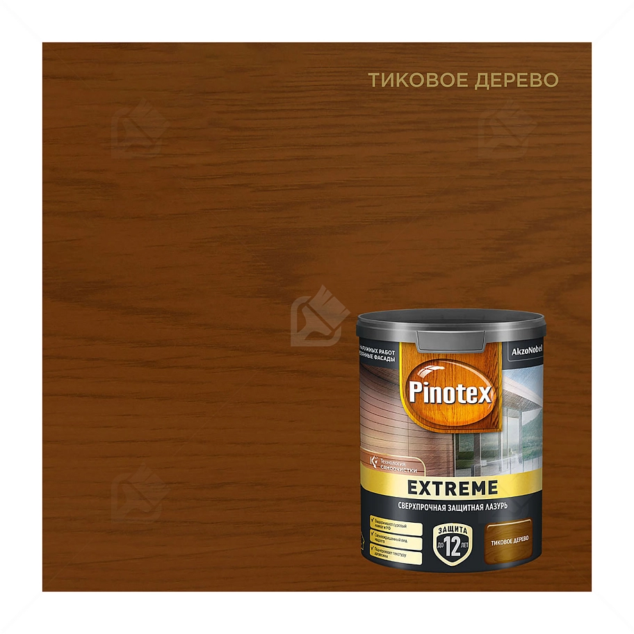 Пропитка декоративная для защиты древесины Pinotex Extreme тик полуматовая 0,9 л