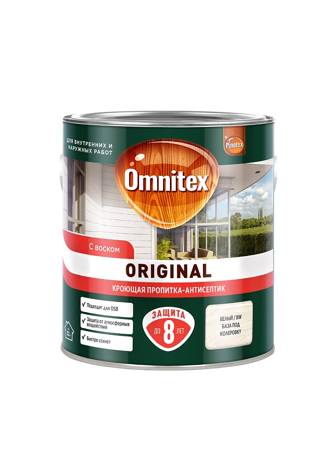 Пропитка декоративная для защиты древесины Omnitex Original база BW 2,7 л
