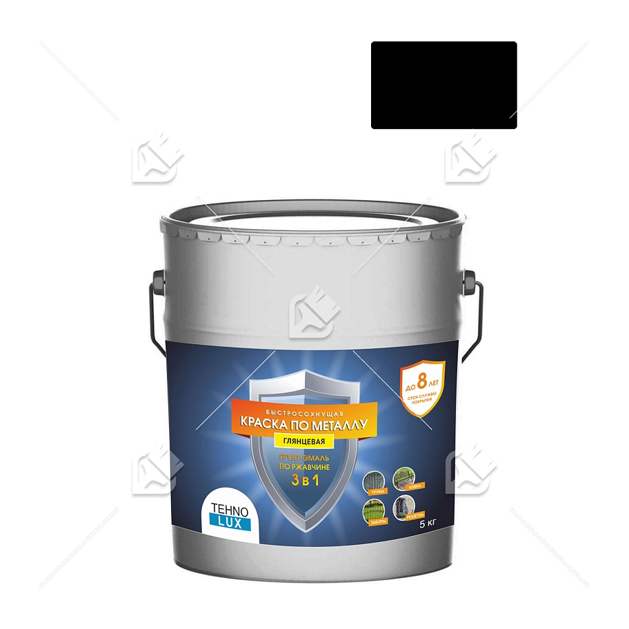 Грунт-эмаль 3 в 1 Технолюкс гладкая черная RAL 9005 5 кг