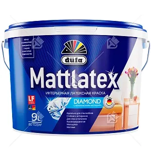 Краска для стен и потолков для влажных помещений латексная Dufa Mattlatex D100 матовая белая 9 л.