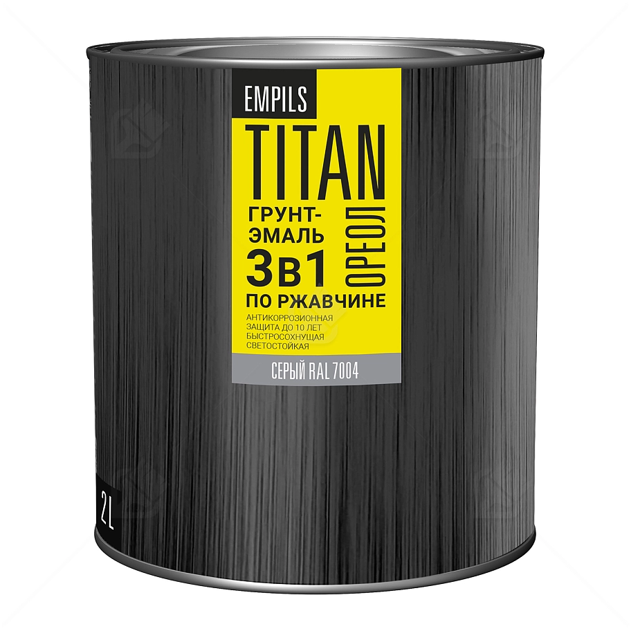 Грунт-эмаль для металлических поверхностей 3 в 1 Ореол Титан гладкая серый RAL 7004 2 л