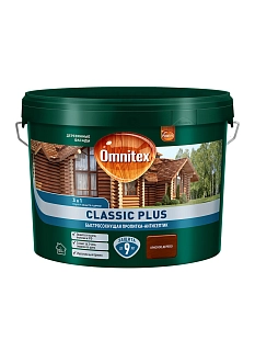 Пропитка декоративная для защиты древесины Omnitex Classic Plus 3 в 1 красное дерево 9 л