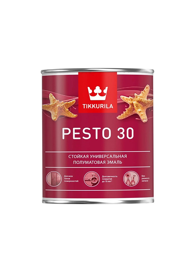 Эмаль универсальная Tikkurila PESTO 30 A полуматовая 0,9л