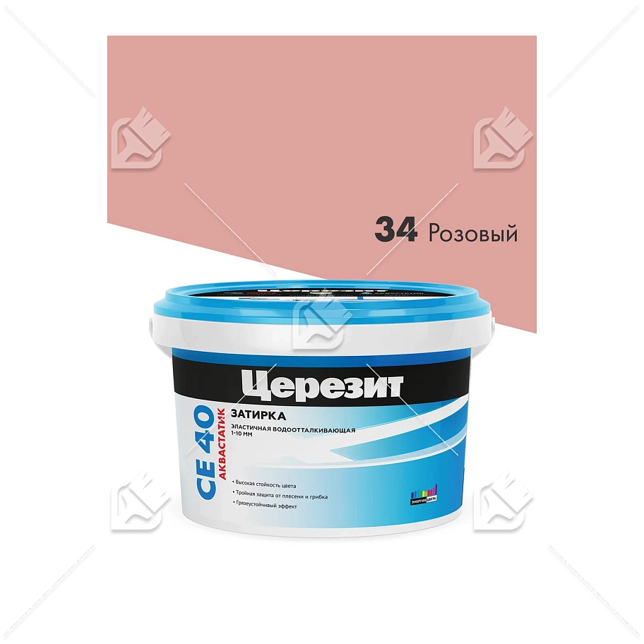 Затирка для швов до 10 мм водоотталкивающая Церезит СЕ 40 Аквасатик 34 розовый 2 кг
