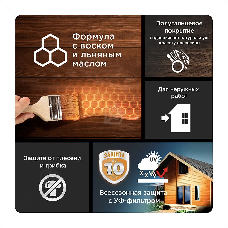 Пропитка декоративная для защиты древесины Pinotex Ultra AWB полуглянцевая орегон 9 л